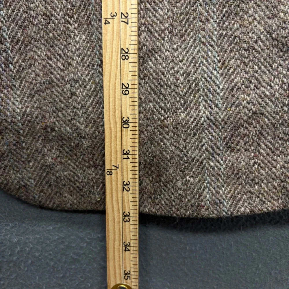 Harris Tweed Herringbone Wool Blazer Brown Mens 46R Sport Coat USA Vintage